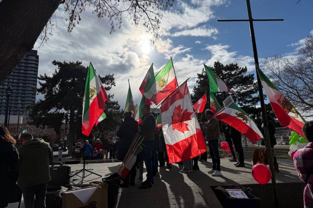 Hundreds gathered at Kelowna&rsquo;s Kerry Park on Saturday, Feb. 14 in support of oppressed Iranians amid extreme acts of violence. (Jordy Cunningham/Black Press Media)