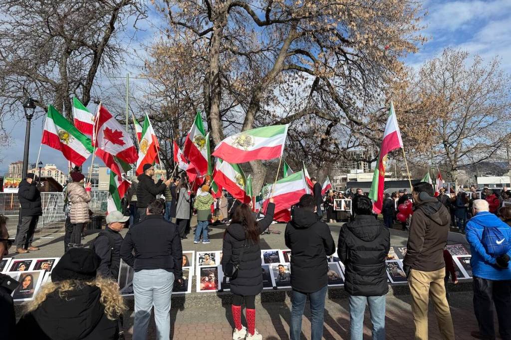 Hundreds gathered at Kelowna&rsquo;s Kerry Park on Saturday, Feb. 14 in support of oppressed Iranians amid extreme acts of violence. (Jordy Cunningham/Black Press Media)