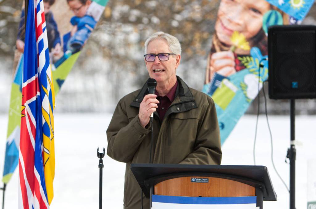 McCormick speaks at the groundbreaking ceremony of the new childcare facility in Marysville. (Paul Rodgers/Kimberley Bulletin).