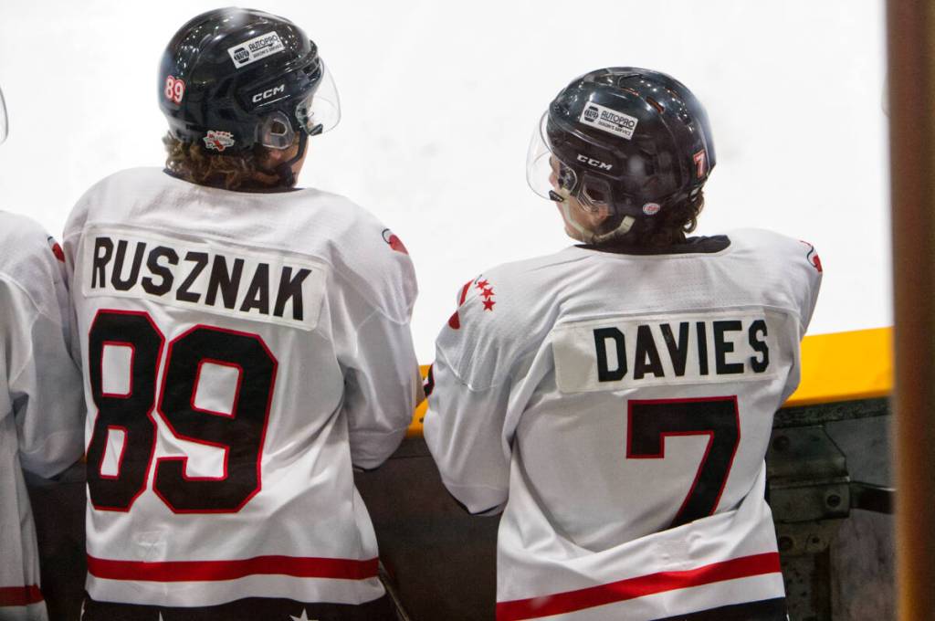 Jaden Rusznak had a hat trick on Tuesday night, with the Dynamiters going on to win the Game 6-0 and sweep the first round of the KIJHL playoffs. (Paul Rodgers/Kimberley Bulletin).